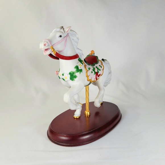 Vintage 1993 Lenox Christmas Carousel Horse Figurine Teddy Bear Wood Base 24k - Picture 7 of 13